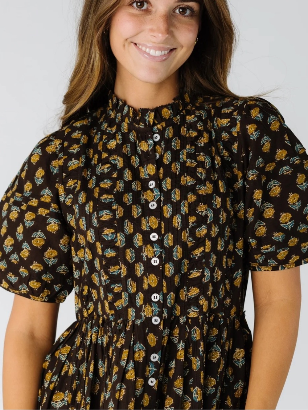 Citrus Flower Fields Mixed Print Dress - Picture 3 of 9